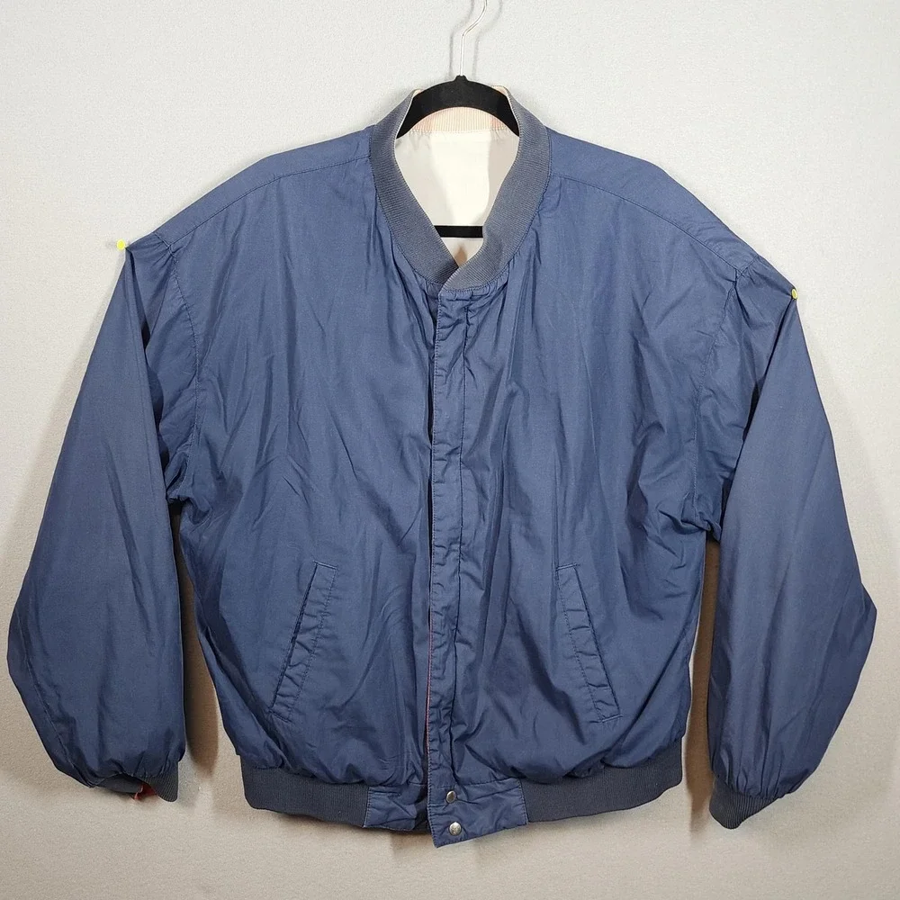 Vintage Reversible Bomber Jacket Mens Large Maroon White Blue Colorblock 80s 90s - Picture 4 of 5